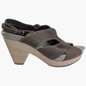 Earthies Leather Slingback Heels | Wooden Heel | Size 8